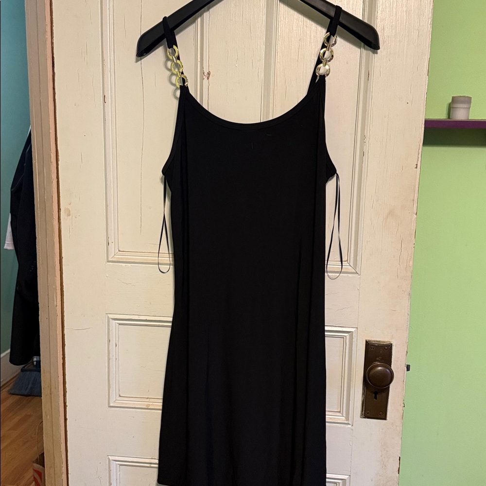 Nicole Miller Black Dress with Pearl Straps